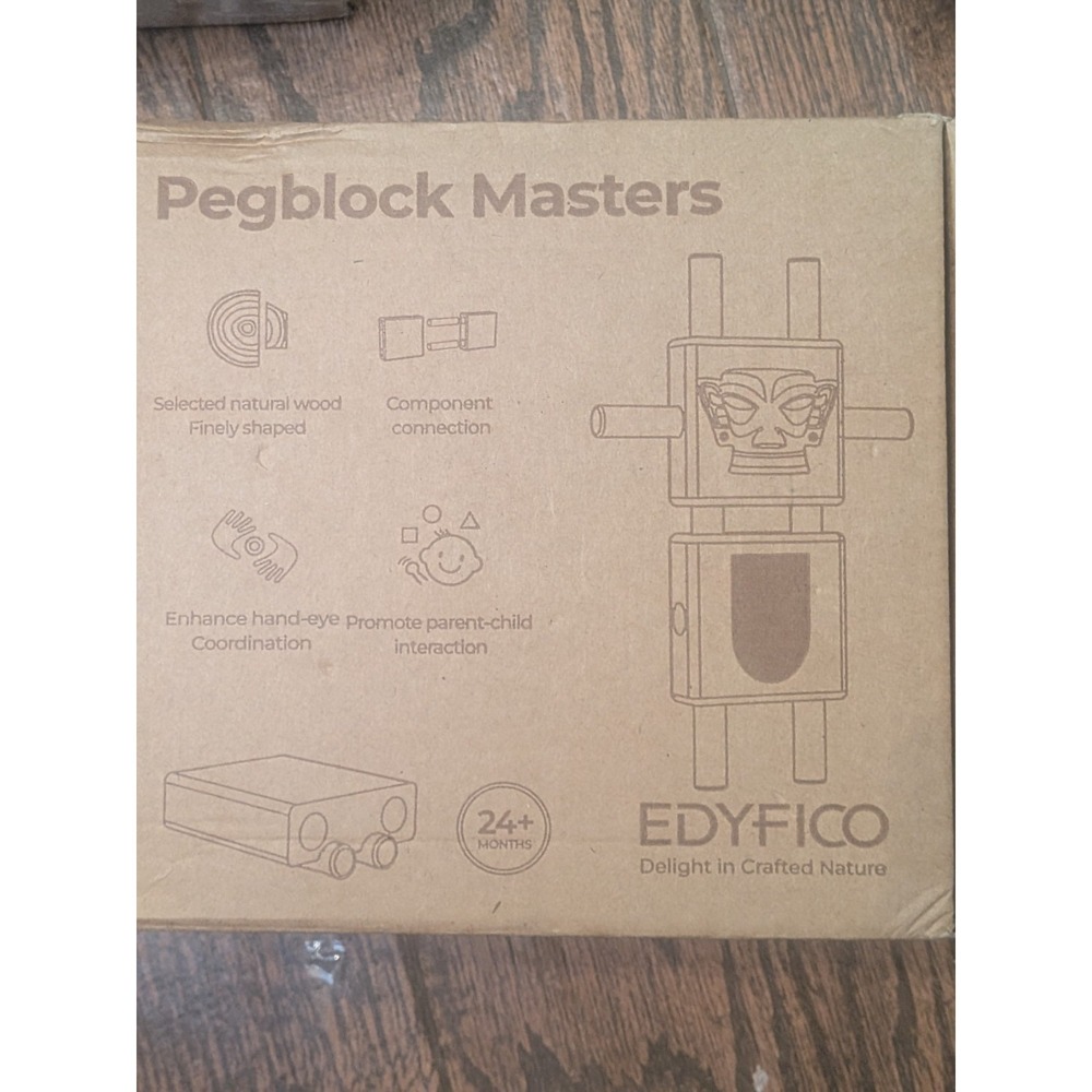 Edyfico Pegblock Masters Wooden Stacking Block Set 50pc STEM Toy 24 Months+